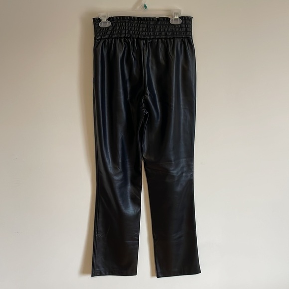 Edgy Joie Vegan Leather Pants Black SM PU Straight Paper Bag Contemporary Chic - Picture 10 of 16